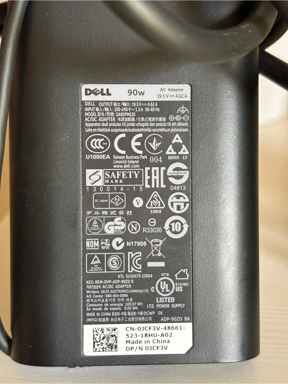 2- Dell Black Laptop AC Power Adapter Charger